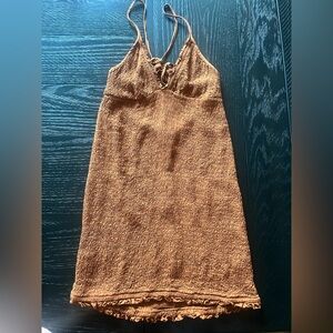 Anthropologie Smocked Burnt Orange Mini Dress